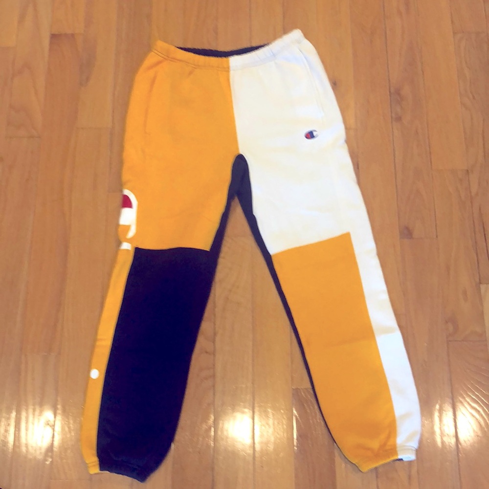 Champion sweatpants blocked S yellow, blue and white